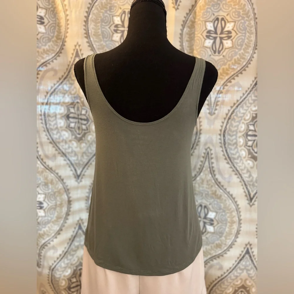American Eagle Outfitters Olive Tank Top with Floral Embroidery